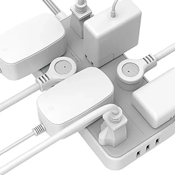 1-TESSAN Electrical Extension Flat Plug Type C Multi-Plug Strap Multi-Plug Connector with 8 AC Outlets and 3 USB Ports (1 Type C)