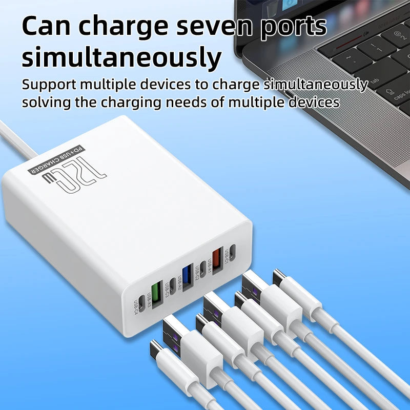 4-Xiaomi 120W Desktop Phone Charger Adapter Power Multiports USB Type-C Fast Charging EU/US/UK Plug For iPhone Xiaomi Huawei