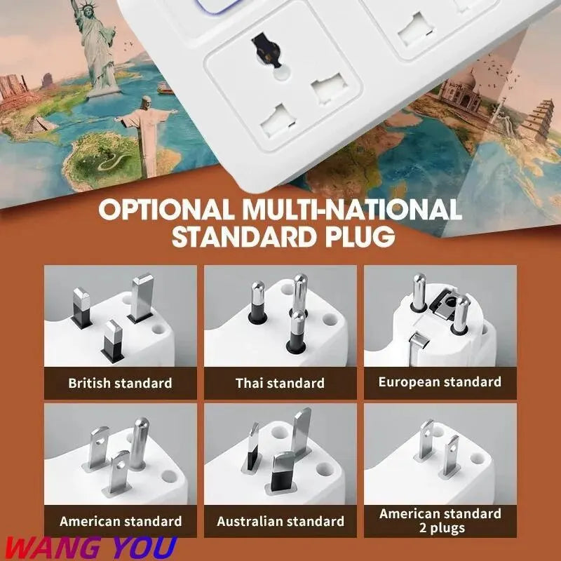 1-EU UK Plug Universal Outlet Power Strip Multitap AC Separate Control Wall Socket With USB Fast Charge Multiprise Plug Adapter