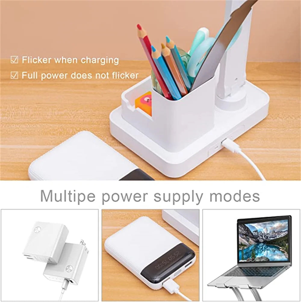 LED USB Dimmable Touch Foldable Table Lamp (Calendar, Clock & Temperature)