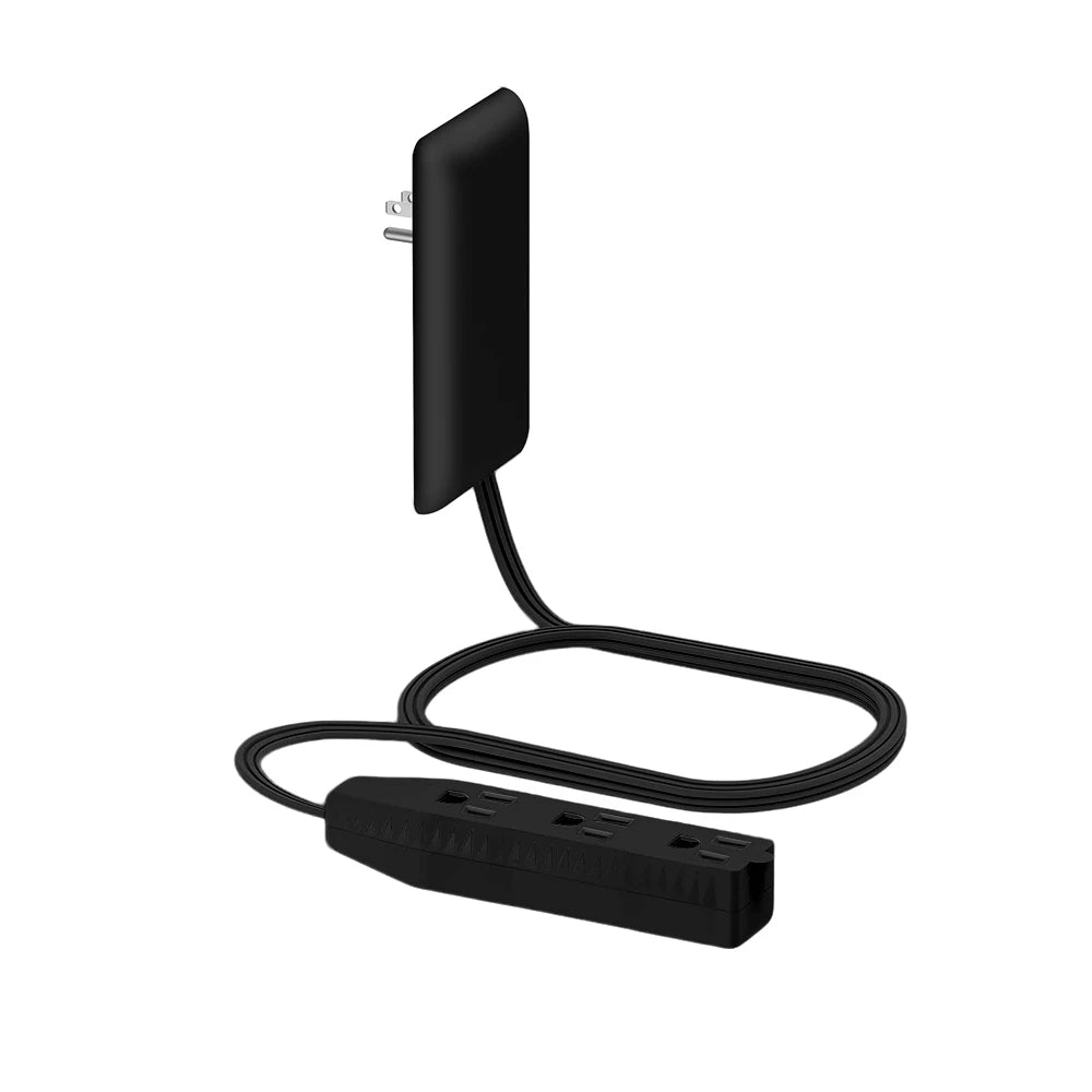 1-Flat-Face Outlet Extender with 3 Receptacles, Ultra-Thin Wall Plate Plug with Cord Extender and 3-Outlet Power Strip