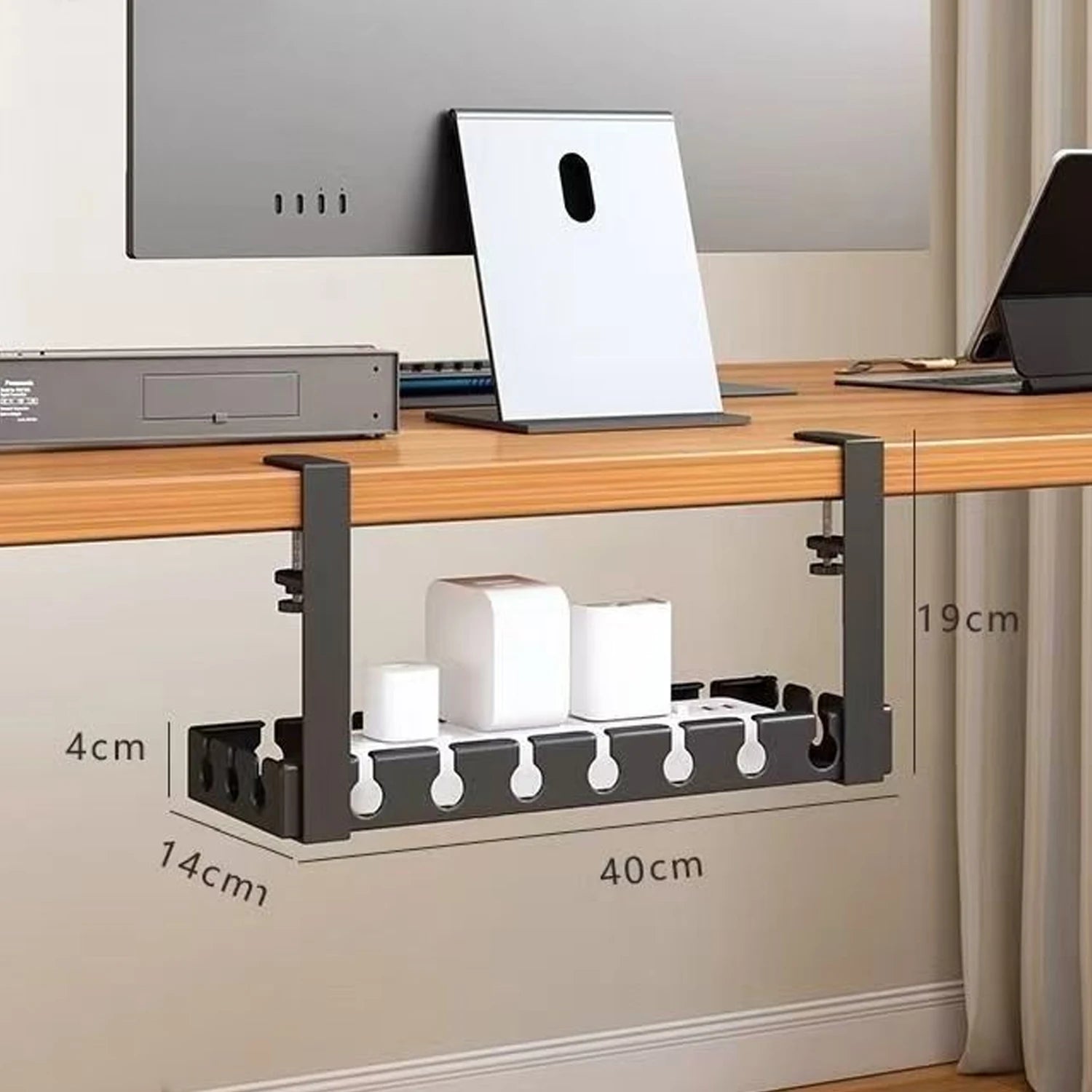 Under Table Storage Rack Metal Cable Management Tray For Home Office Kitchen Desk Wire Organizers Storage Accessories