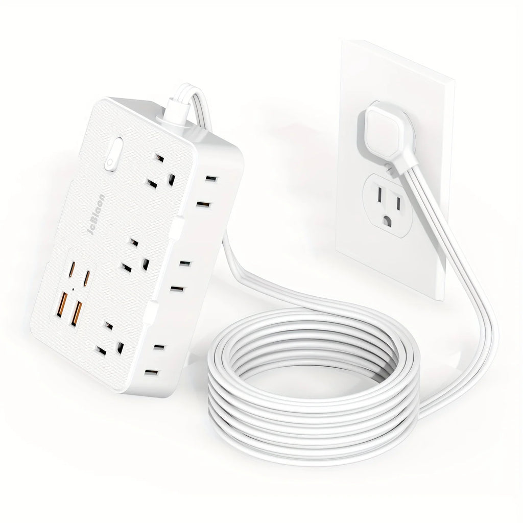 1-Surge Protector with 6 Widely Outlets Extender 4 USB Ports, 5ft Power Strip Ultra Thin Flat Plug, Power Adapter for Home Office