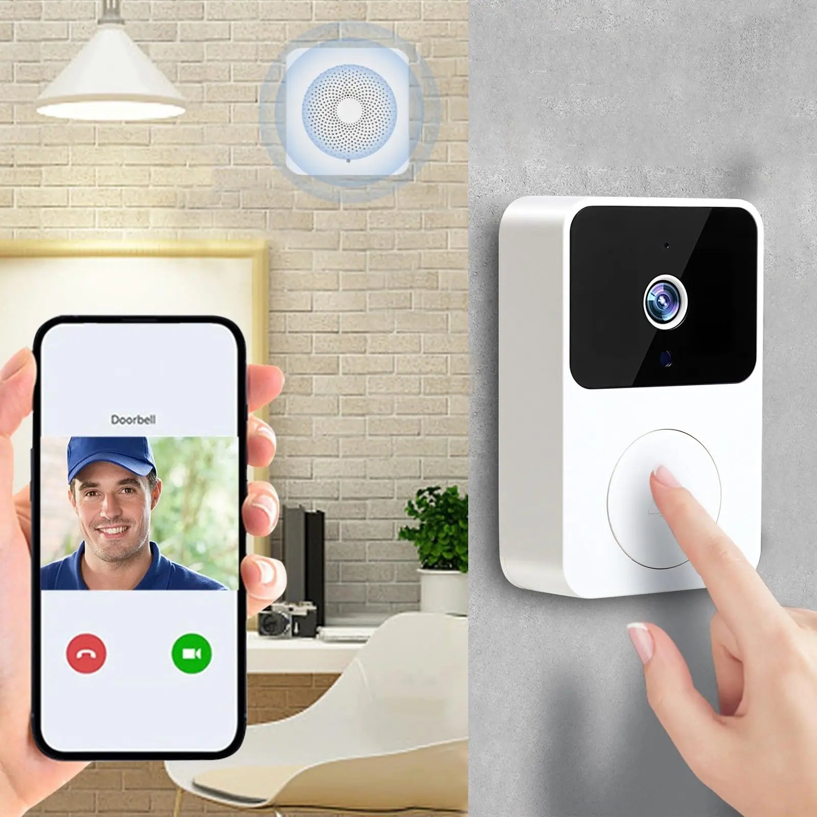 Doorbell Smart Home Door Bell Wireless Rechargeable Battery Outdoor HD Camera Two Way Audio Visual phone monitoring Doorbell