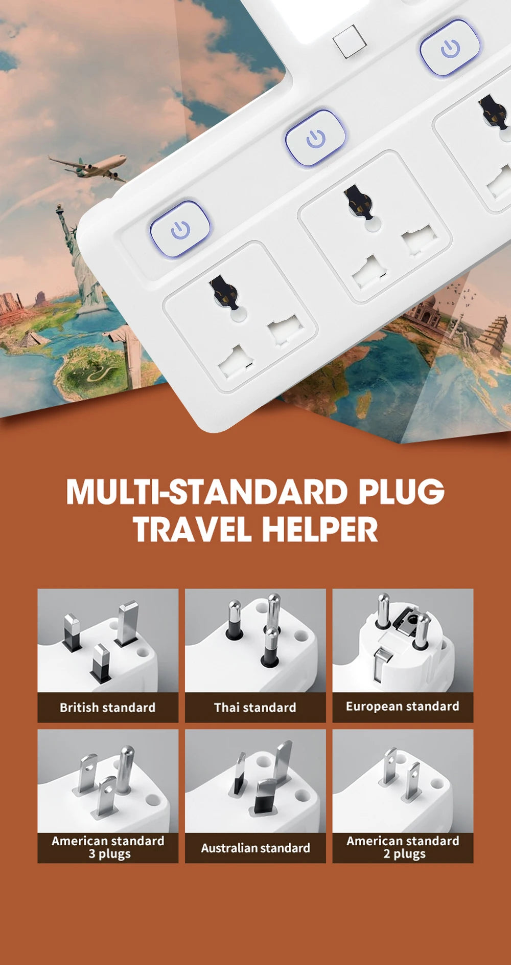 1-EU UK Plug Universal Outlet Power Strip Multitap AC Separate Control Wall Socket With USB Fast Charge Multiprise Plug Adapter
