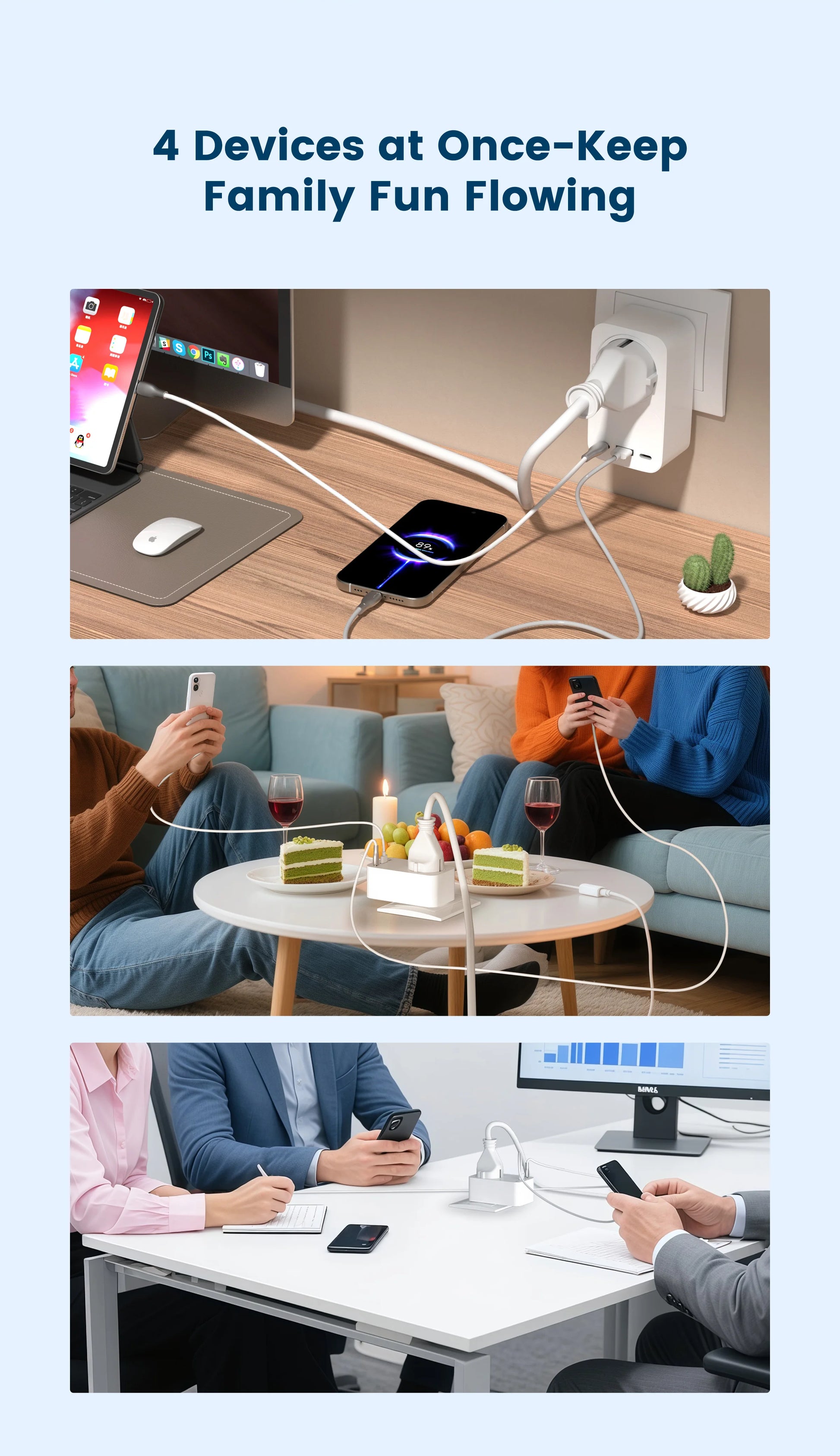 2-GIRIER Tuya Smart WiFi Power Plug with GaN Fast Charger 65W PD Fast Charging USB-A USB-C Ports EU/FR/UK/US Plug Works with Alexa