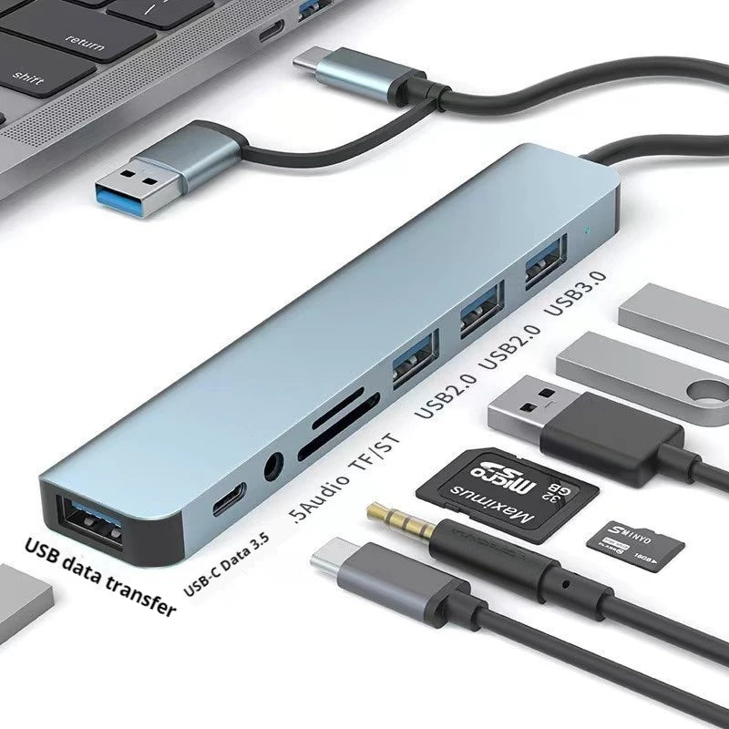 8 in 1 USB +Type C USB hub multi hub one to four Type C 3.0 splitter USB extension With For Laptop Tablet Macbook Air M1 iPad Pr