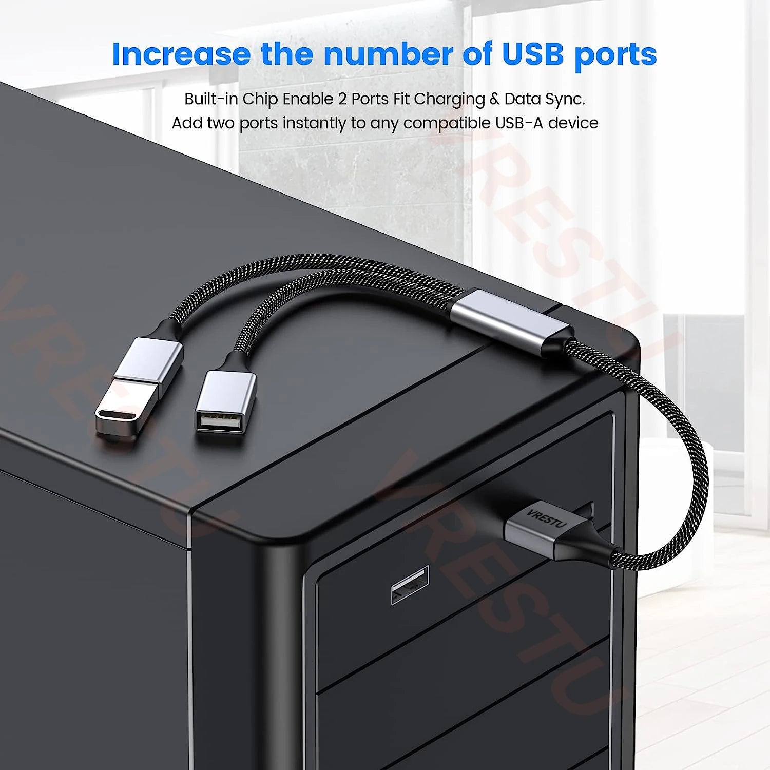 USB Splitter Adapter Cable 1 in 2 Out 3 4 Port OTG Convertor USBA Extension Power Data for Laptop Keyboard Game Controller Mouse