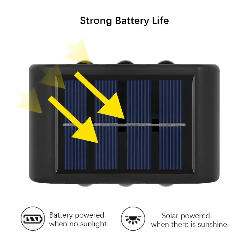 2-Solar LED Light, Outdoor Waterproof Wall Lamp, Dusk to Dawn Fence Lighting for Summer Garden Yard Porch Walkway Camping Home Dec