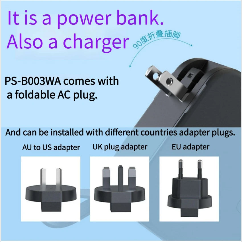 Magnetic wireless charging bank comes with cable and plug PD22.5W 10000mAh compact and portable charger iphone 14 mini powerful