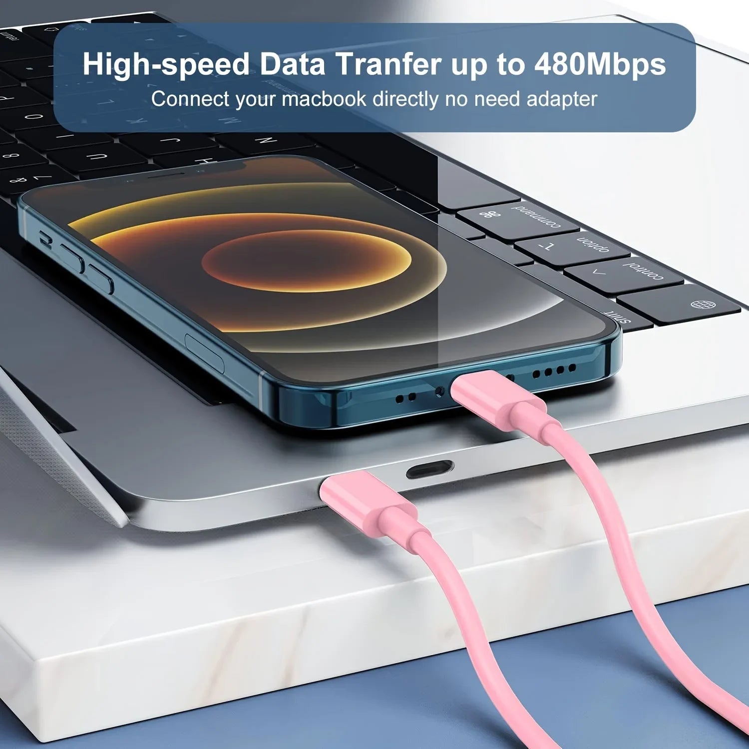4-Fast Charging Secure Power Adapter With Dual PD20W USB-C Charger And 2 Type-C To Lightning Cables For IPhone 14/13/12/11/XS/XR