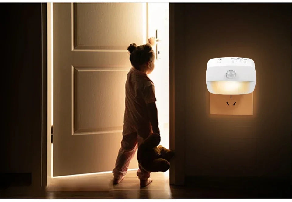 Motion Sensor EU/US Socket Plug-in LED Night Light 220V/110V Human Infrared Induction Lamp