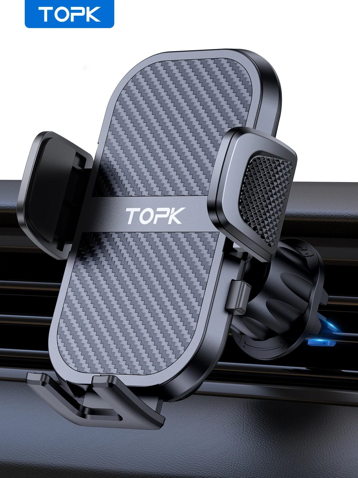 4-TOPK D46G Car Phone Holder Mount, Upgraded Metal Hook Cell Phone Holder For Car Air Vent Compatible With All Phones
