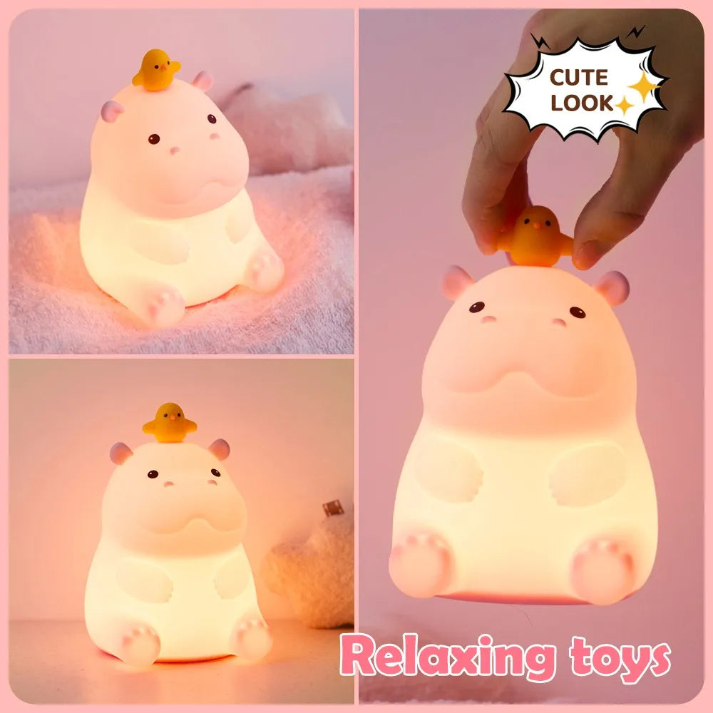 Novelty Animal Silicone Night Light Fox Rabbit Nursery Nightlight Rechargeable Timing Touch Sensor Bedside Table Lamp For Room