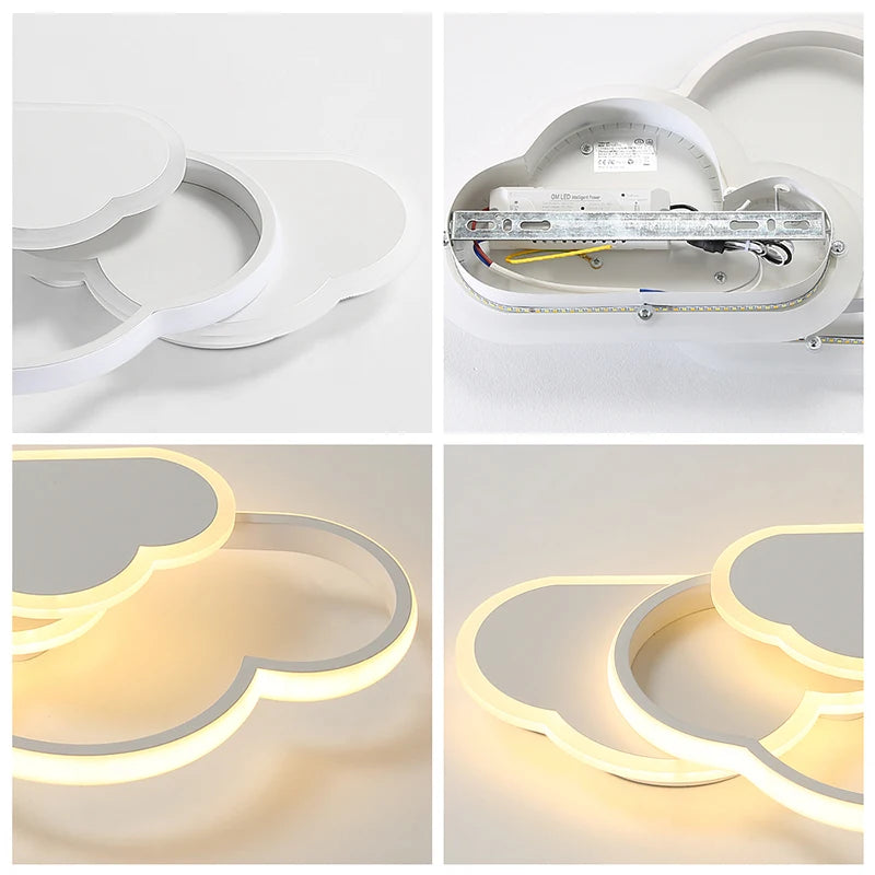 Creative Cloud LED Ceiling Light,32W LED Ceiling Lamp With Remote Control 3000-6500K For Living Room, Kitchen, Dining Room
