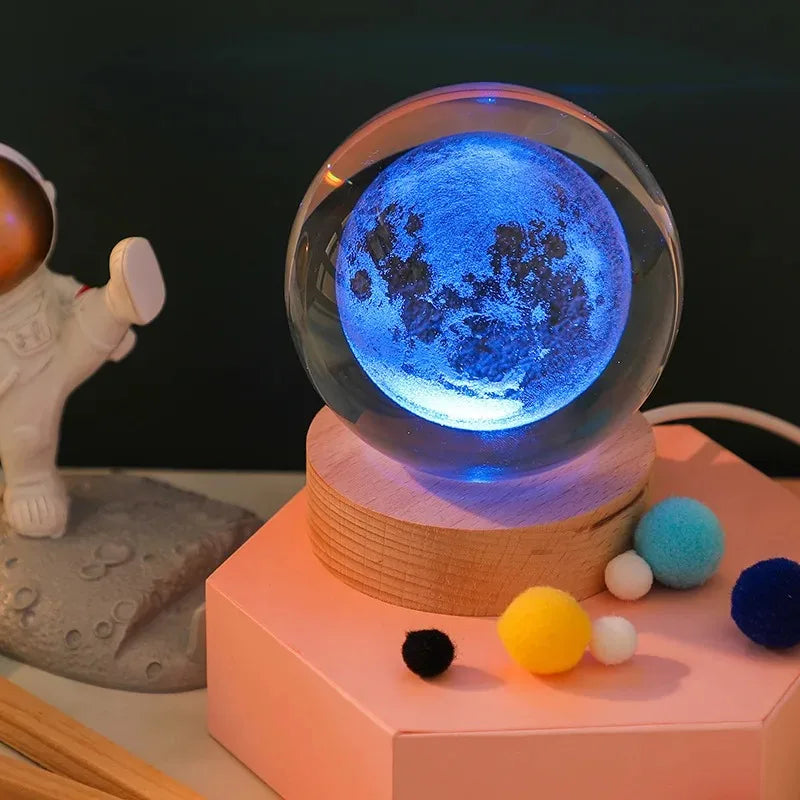 6CM Milky Way Galaxy Crystal Ball RGB Night Light Children Solar System Night Lamp Bedroom Ambient LED Light Creative Gift Decor