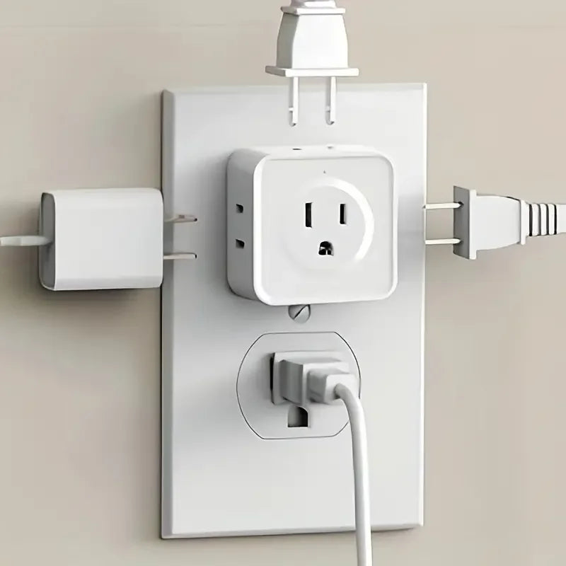 US Plug Multi Tap Universal Power Strip Wall Outlet Extender 5 AC Outlets,Small Electrical Socket Splitter Travel Home Office