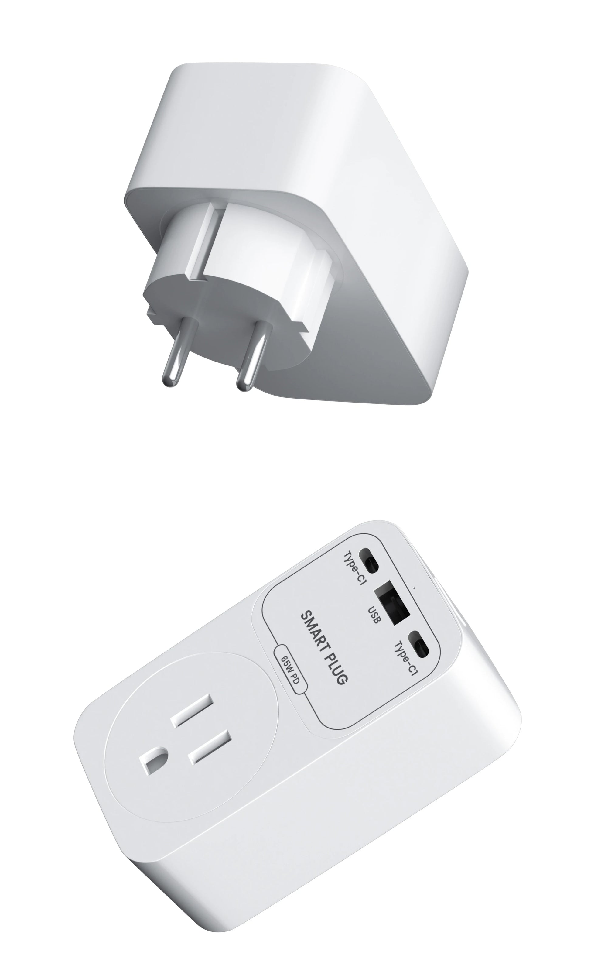 2-GIRIER Tuya Smart WiFi Power Plug with GaN Fast Charger 65W PD Fast Charging USB-A USB-C Ports EU/FR/UK/US Plug Works with Alexa