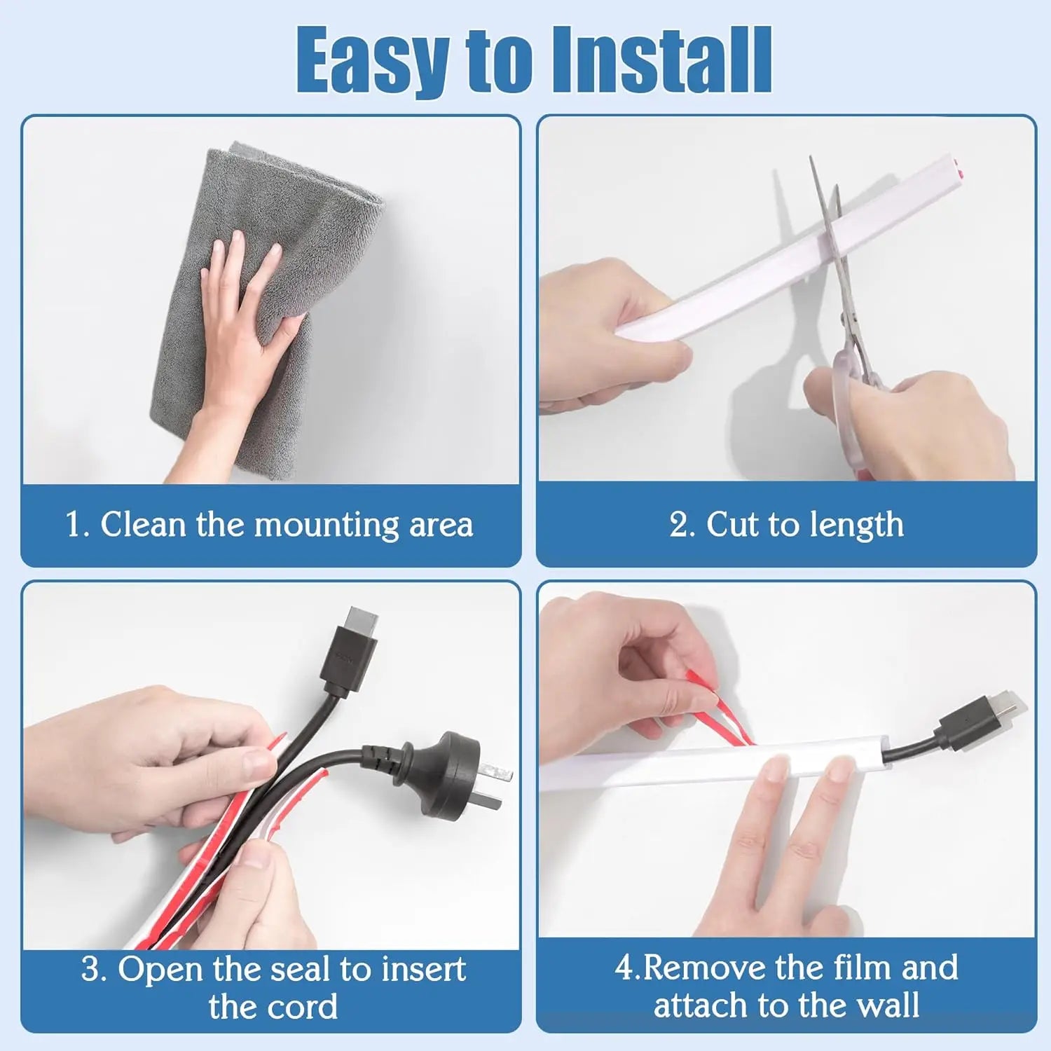 15mm 3M/5M Invisible Adhesive Cable Raceway - Anti-Step Cord Protector Soft Wire Cover with Cap for Wall Home Office Use