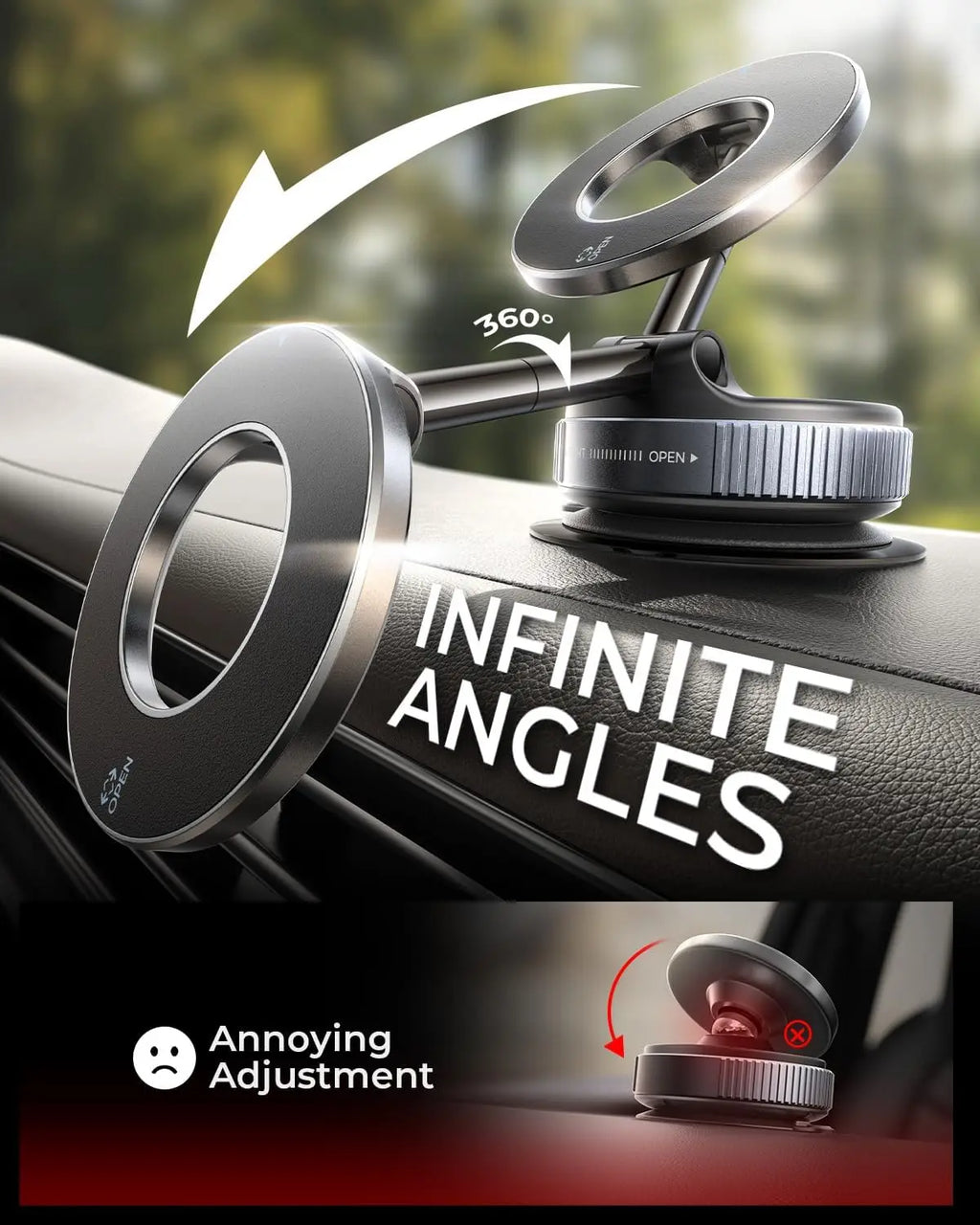 2025 Upgraded Vacuum Magnetic Phone Holder, for Magsafe Suction Cup Phone Mount Car Truck Accessories for Women Men