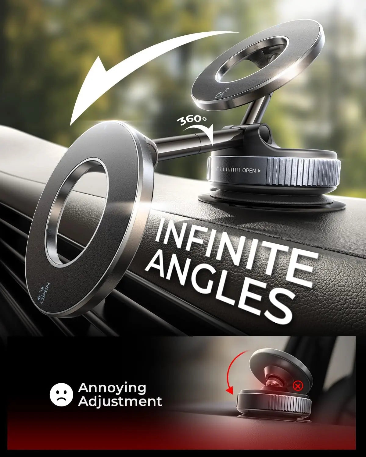 2025 Upgraded Vacuum Magnetic Phone Holder, for Magsafe Suction Cup Phone Mount Car Truck Accessories for Women Men