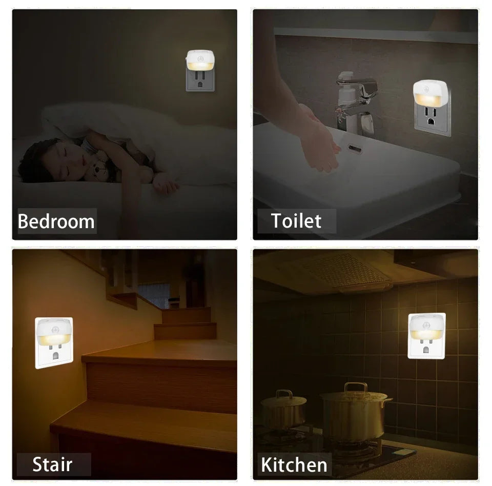 Motion Sensor EU/US Socket Plug-in LED Night Light 220V/110V Human Infrared Induction Lamp