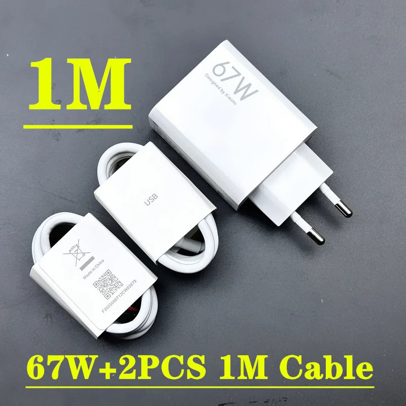 Xiaomi Charger 67W EU Fast Charge Power Adapter 6A Type C Cable For Xiaomi 12 11 POCO X5 X4 Pro Redmi Note 9 10 11 Pro