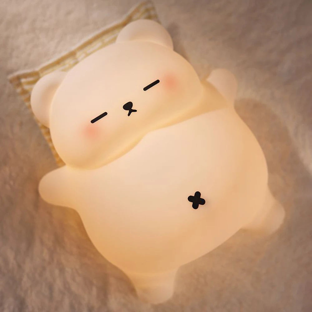 Novelty Animal Silicone Night Light Fox Rabbit Nursery Nightlight Rechargeable Timing Touch Sensor Bedside Table Lamp For Room