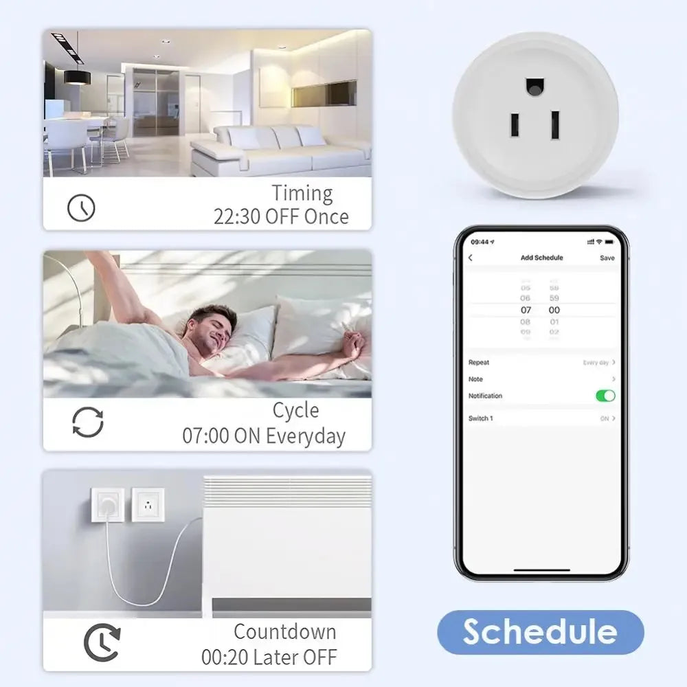 2-Tuya Smart Wifi Plug US Standard Wireless Outlet 10A Remote Control Smart Home Appliances Work With Alexa Google Home