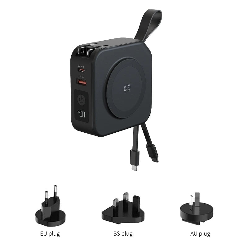 Magnetic wireless charging bank comes with cable and plug PD22.5W 10000mAh compact and portable charger iphone 14 mini powerful
