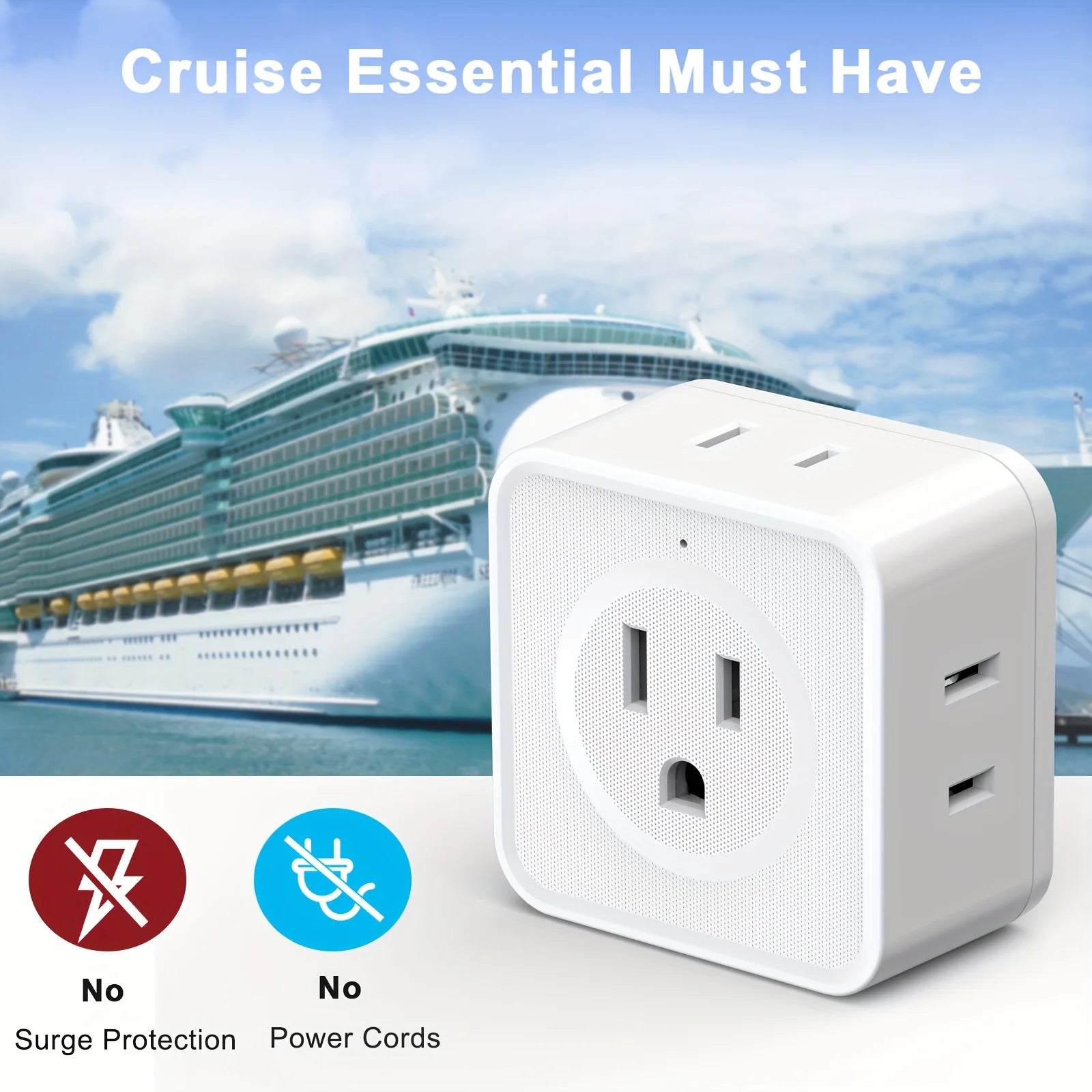 US Plug Multi Tap Universal Power Strip Wall Outlet Extender 5 AC Outlets,Small Electrical Socket Splitter Travel Home Office