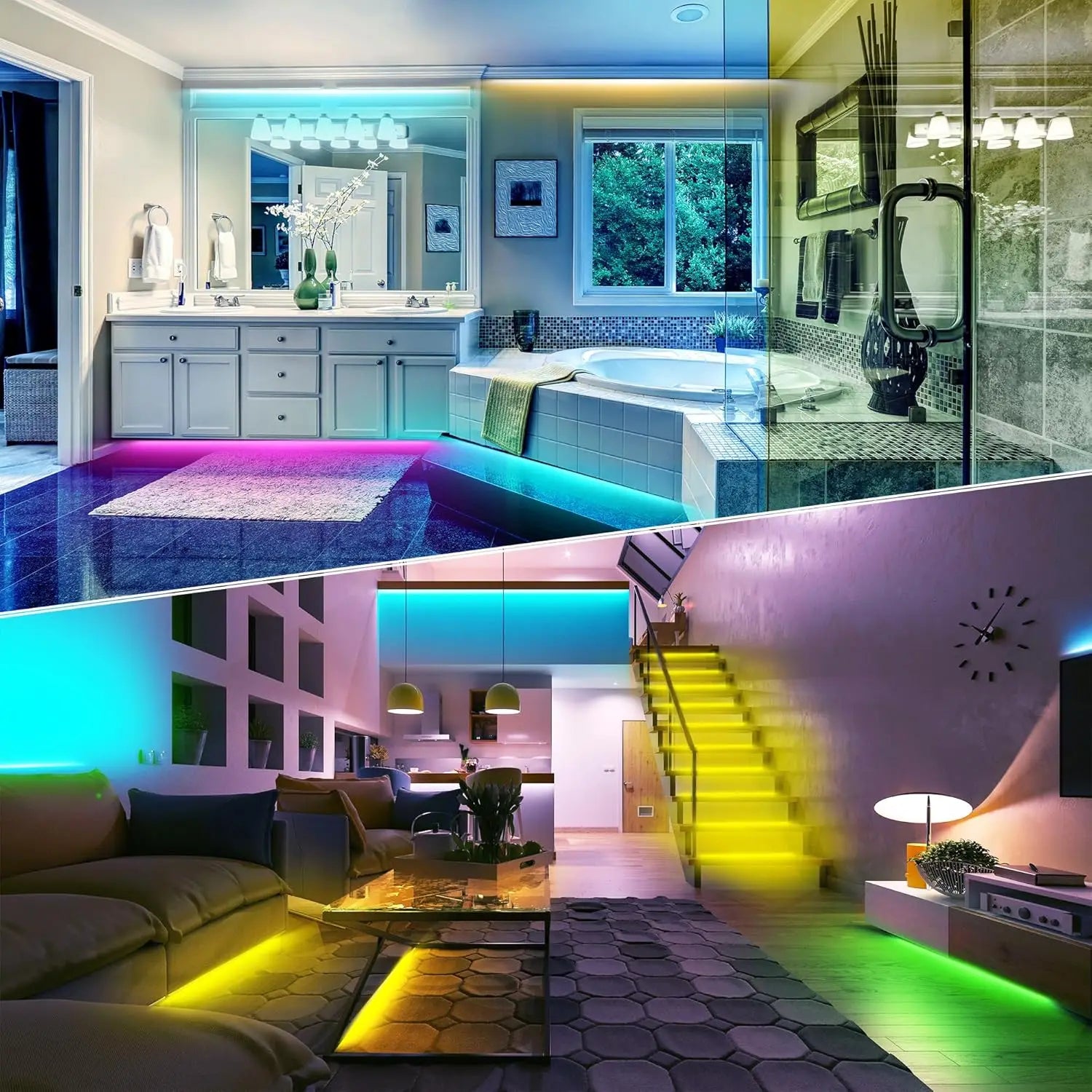 5m10m20m30m LED strip lamp music synchronization RGB Led strip lamp is used for indoor decoration of room and family party, and