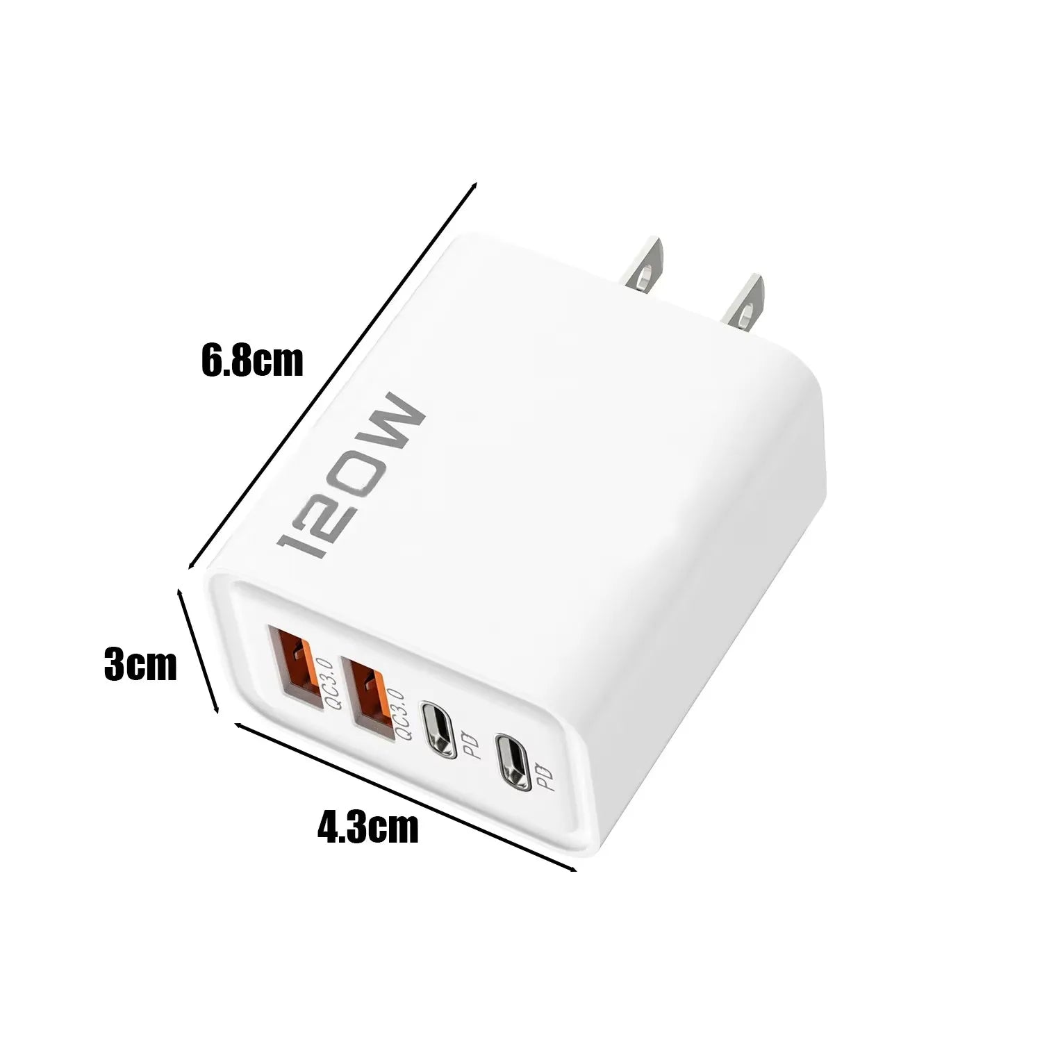 4-120W 4 Port USB Type C Charger Fast Charging Data Cable USB Phone Charger Adapter for Samsung IPhone Xiaomi Huawei Wall Charger