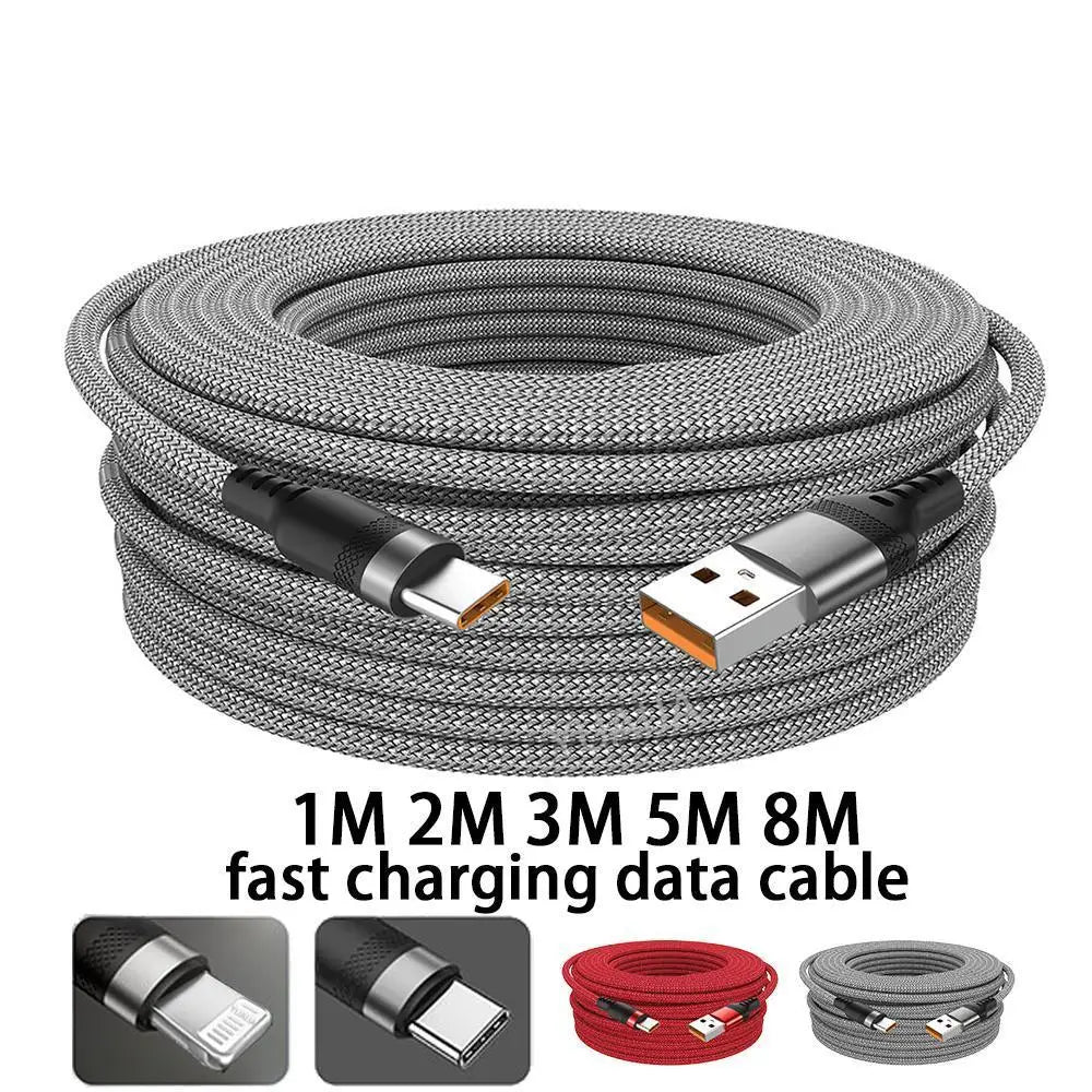 YUAIJA 3-in-1 Braided Fast Charging & Data Sync Cable – Lightning / Type-C / Micro USB (6A Max)