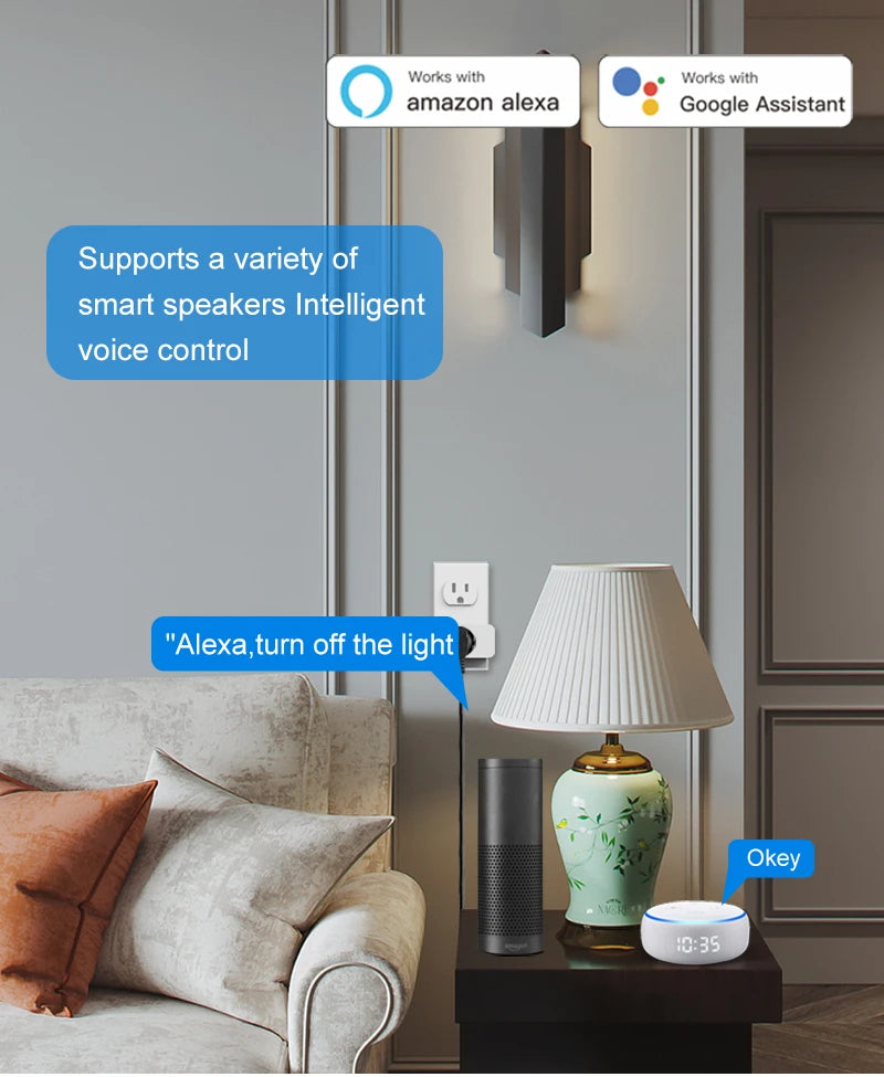 Tuya Smart Plug WiFi Bluetooth UK 16A - Power Monitoring Socket with Voice Control