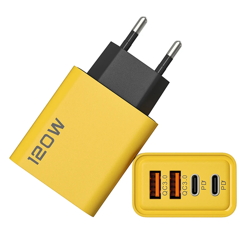 4‑Port USB‑C PD & QC 3.0 Wall Charger – Fast Charging Adapter for iPhone, Samsung