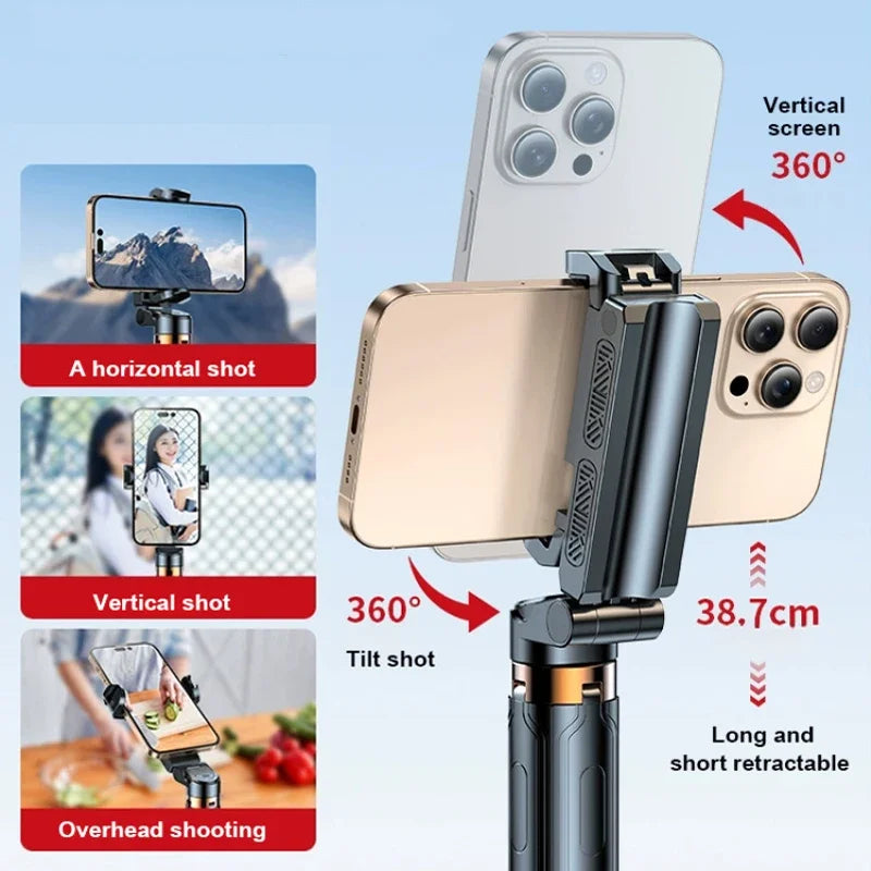 4-Super Mini Selfie Stick Portable Phone Holder Shooting Aid Versatile Integrated Design Bluetooth Remote For Live Broadcas