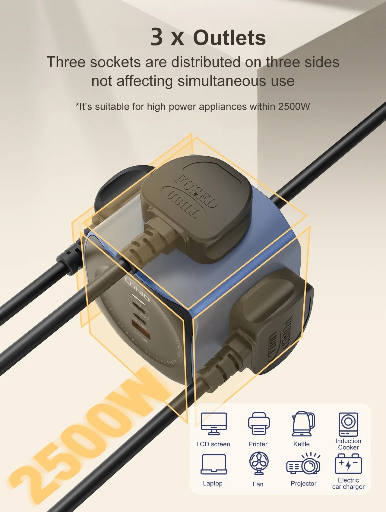 1-LDNIO Cube Power Strip 65W Charging Stations 2M Electric Extension Power Cord Uk Us Eu Plugs Adapter Usb Socket Surge Protector