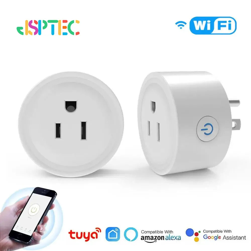 2-Tuya Smart Wifi Plug US Standard Wireless Outlet 10A Remote Control Smart Home Appliances Work With Alexa Google Home