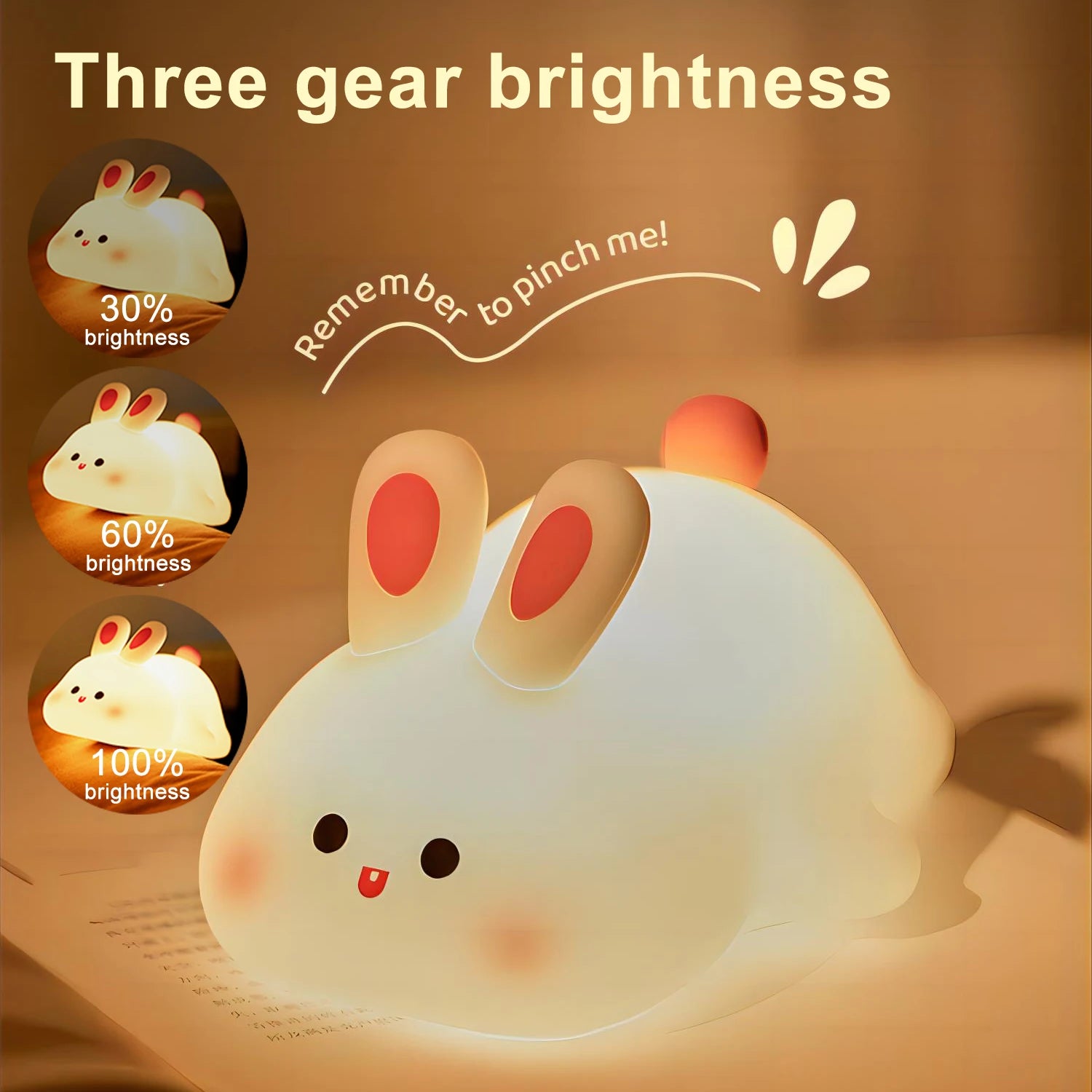 Novelty Animal Silicone Night Light Fox Rabbit Nursery Nightlight Rechargeable Timing Touch Sensor Bedside Table Lamp For Room