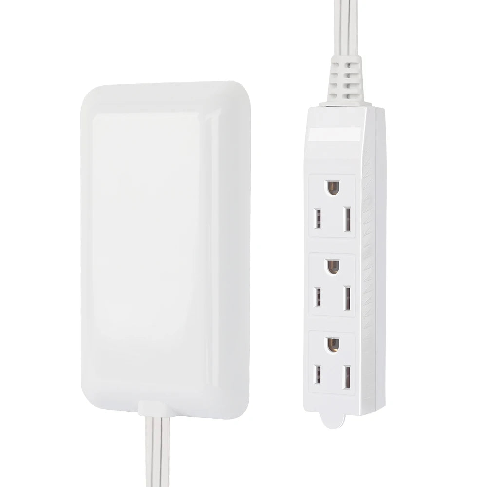 1-Flat-Face Outlet Extender with 3 Receptacles, Ultra-Thin Wall Plate Plug with Cord Extender and 3-Outlet Power Strip