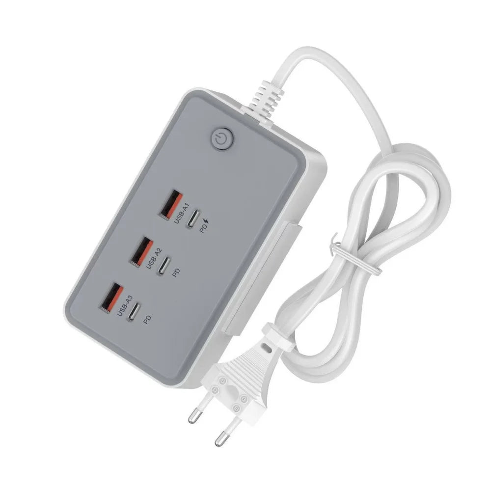 35W Multifunction USB Type C Quick Charge Power Socket with Telescopic Holder 3USB3PD Fast Charging Power Strip For Phone Tablet