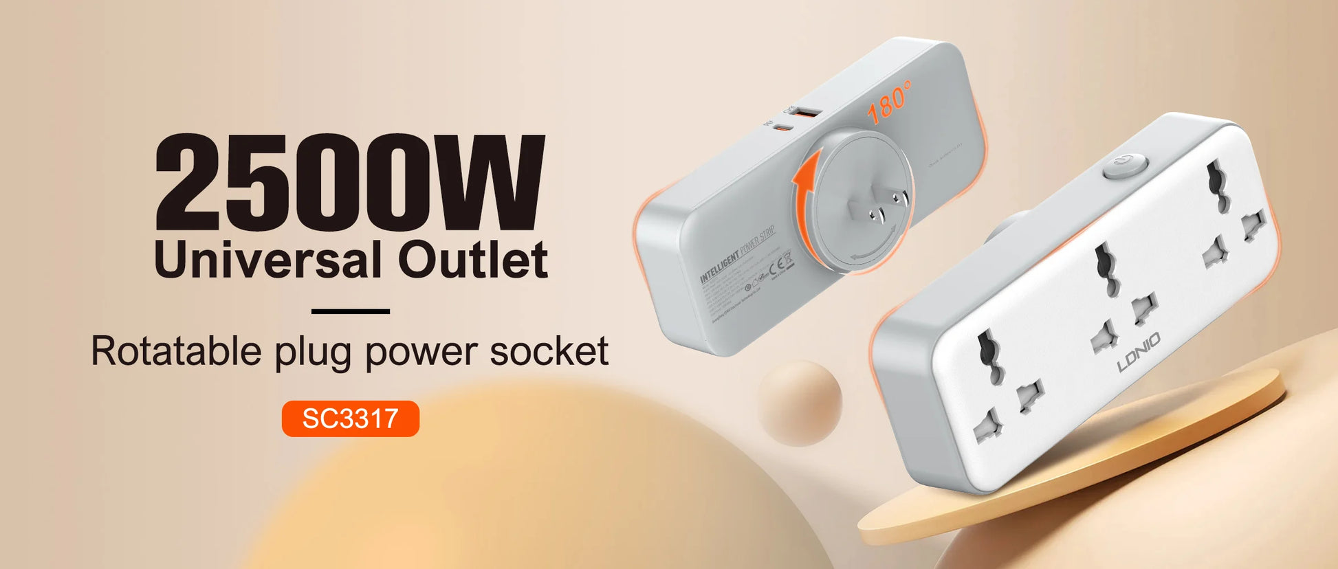 US UK EU Plug Outlet 3 Sockets Multitap Wall Power Strip Electrical Socket USB A  USB C Port No Extension Cord  Rotatable Plug