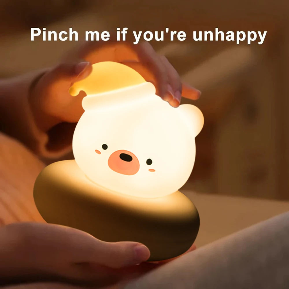 Cute Animal Night Light | Novelty 3-Level Dimmable Nursery Nightlight | USB Rechargeable Table Lamp for Breastfeeding, Toddler, Baby