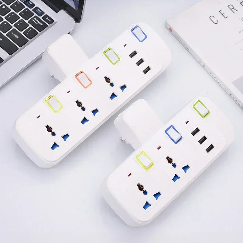 1-UK EU US Plug Multicontact Electrical Socket with 3 USB Ports Wireless Wall Power Strip Universal Outlets Converter Adapter