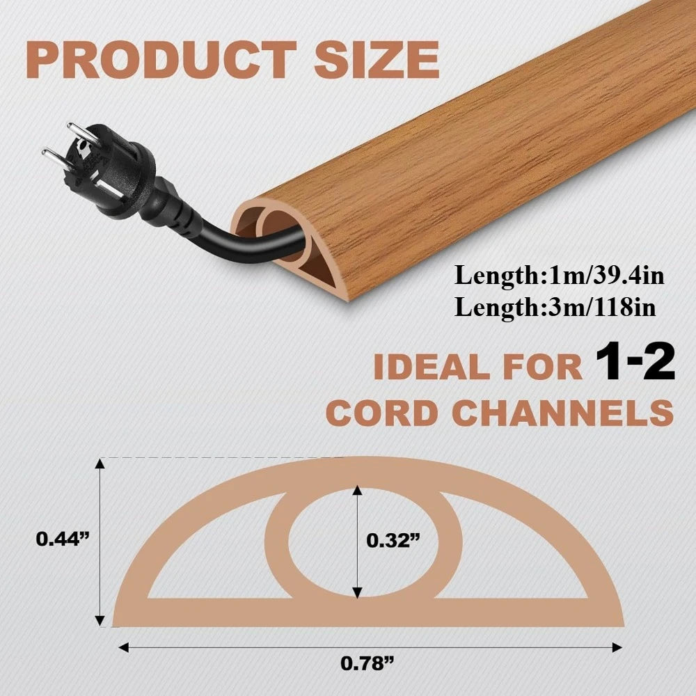 1PC 1M/3M Electric Cord Covers For Floor Flexible Wire Duct Flame-Retardant Cable Protector Floor Insulated Cord Hider