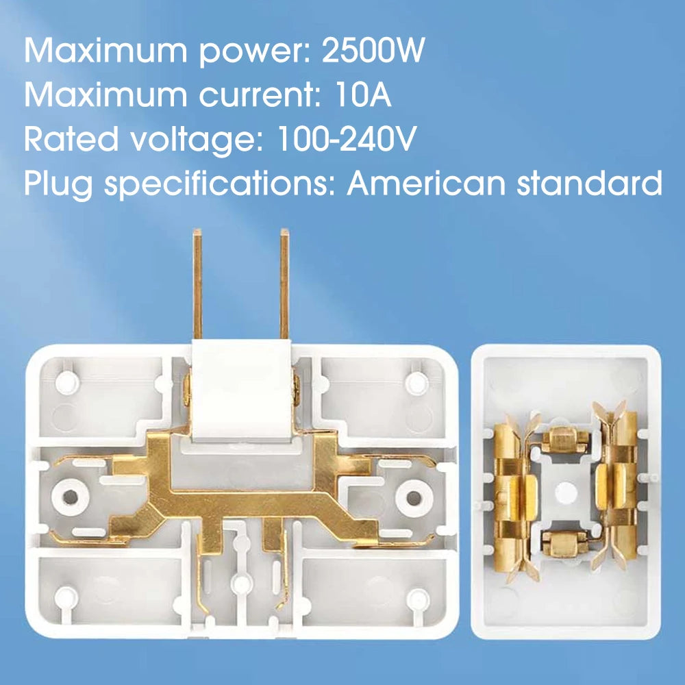 US EU Plug 180 Degree Rotatable Socket Converter 3 in 1 US Extension Plug Multi-Plug Mini Slim Wireless Outlet Adapter Sockets