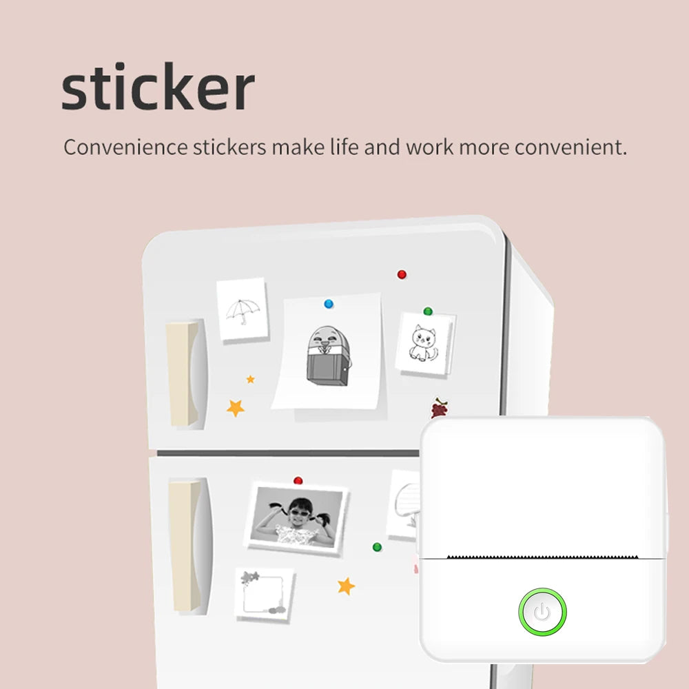 KGG Mini Thermal Printer Bluetooth Wireless Inkless Photo Printing Note Label Sticker Pocket Portable Printer for Home Office.