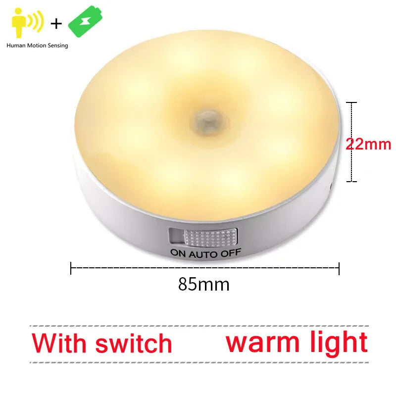 PIR Motion Sensor USB Rechargeable LED Night Light – Portable 2-in-1