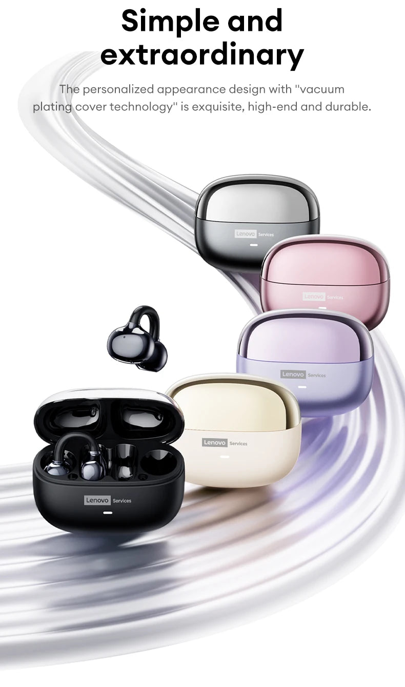 Original Lenovo LE302 Wireless Headphones Ear Clip Bluetooth 6.0 Earphones HIFI Stereo Music Call Game Noise Cancelling Earbuds